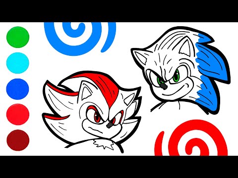 SONIC 3 💥 Colorea a SONIC vs SHADOW 🔵⚡🔴 Dibujos para niños