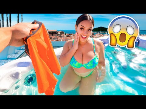 Removing ALL MY LAYERS While In The Hot Tub See Her Reaction!! *HILARIOUS*