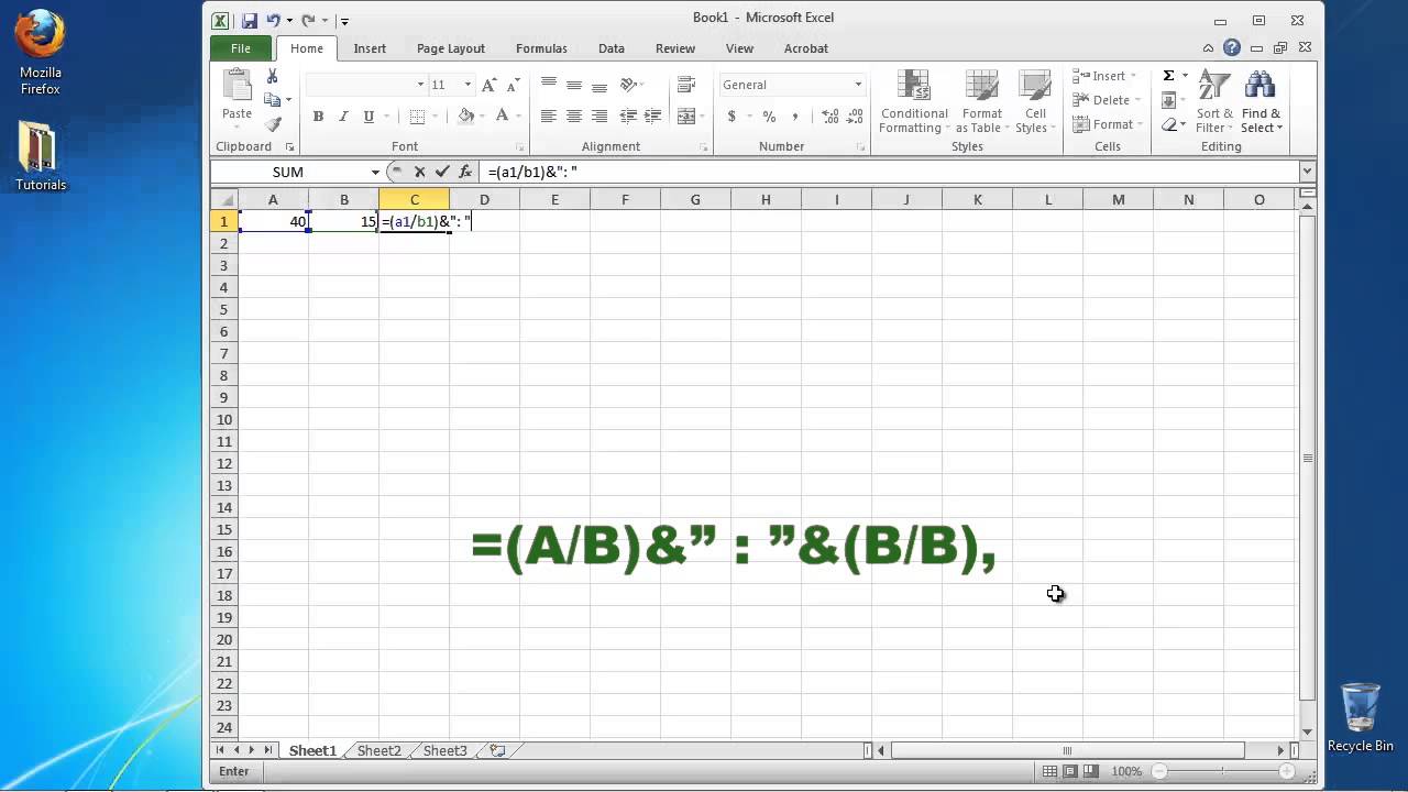 How to Calculate the Ratio in Excel