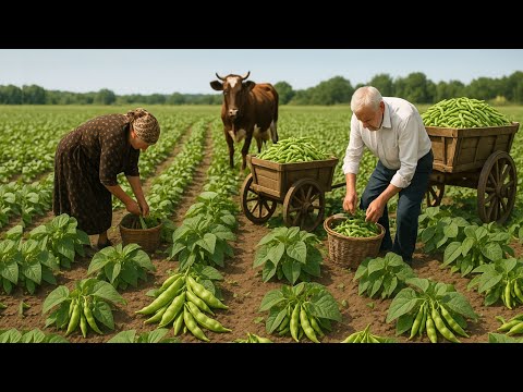 Harvesting Beans with Grandma & Grandpa | Village Life & Winter Bean Storage in Azerbaijan