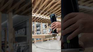 Putting a nice clean chamfer on this 12’ shelf with the @festool-canada OFKC 500 cordless router