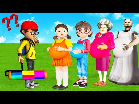 Scary Teacher 3D vs Squid Game Choosing Who is Really Pregnant or Error 5 Times Challenge