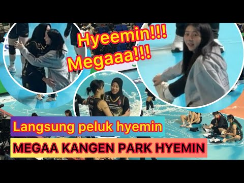 MOMEN SETELAH PERTANDINGAN MEGAA PELUK PAR HYEMIN,,KEDEKATAN MEGA DENGAN PEMAIN RED SPARKS