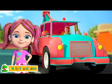 Wheels On The Tow Truck, Car Cartoon Video for Kids