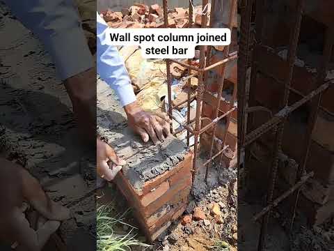Wall spot column joined steel bar bending #construction