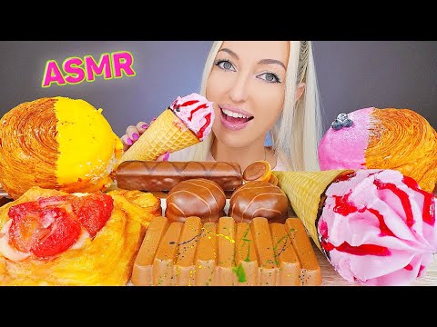 ASMR VIRAL DUBAI CHOCOLATE, ROLL CROISSANT, ICE CREAM, PASTRY (DESSERT) MUKBANG, 초콜릿 디저트 먹방