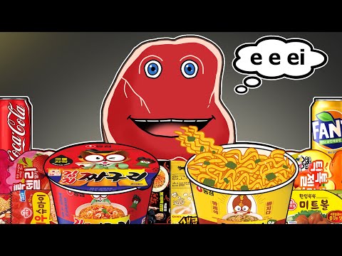 MyMy VS Charlie The Steak - Convenience Store RED YELLOW MUKBANG | e e ei i'm on vacation Animation