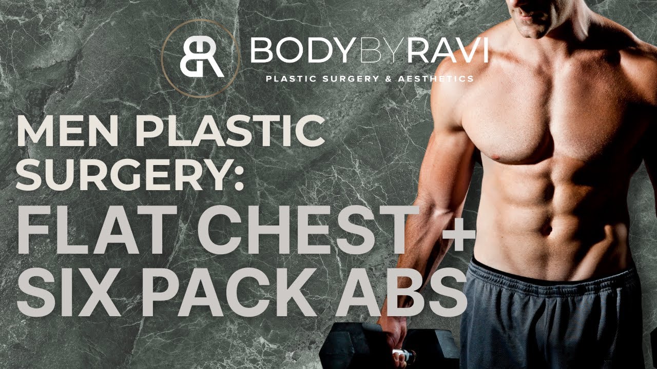 Men's fitness and plastic surgery promotional image.