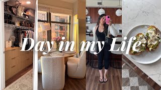 getting settled in the new apartment, new dining set, amazon haul, closet & bathroom organizing
