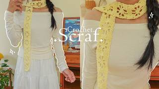 Crochet Summer Scarf♡ Hướng dẫn móc khăn quàng cổ mùa hè họa tiết hoa 8 cánh siêu xinh♡ Vyvascrochet