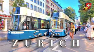 Zurich Switzerland 🇨🇭 City Long Summer Relax Walk Luxury Shopping street 4K Walking tour