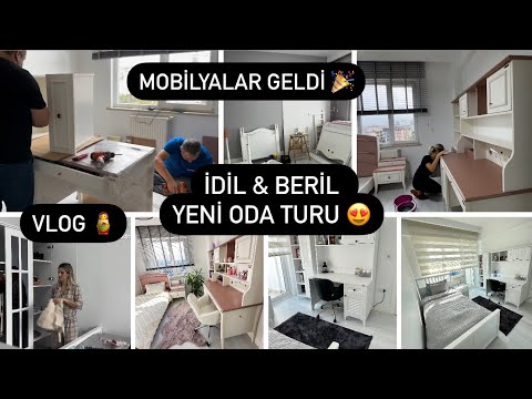 MOBİLYALARIMIZ GELDİ🎉İDİL&BERİL YENİ ODA TURU😍VLOG 🪆