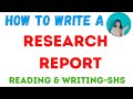 Research Report Structure and Essentials