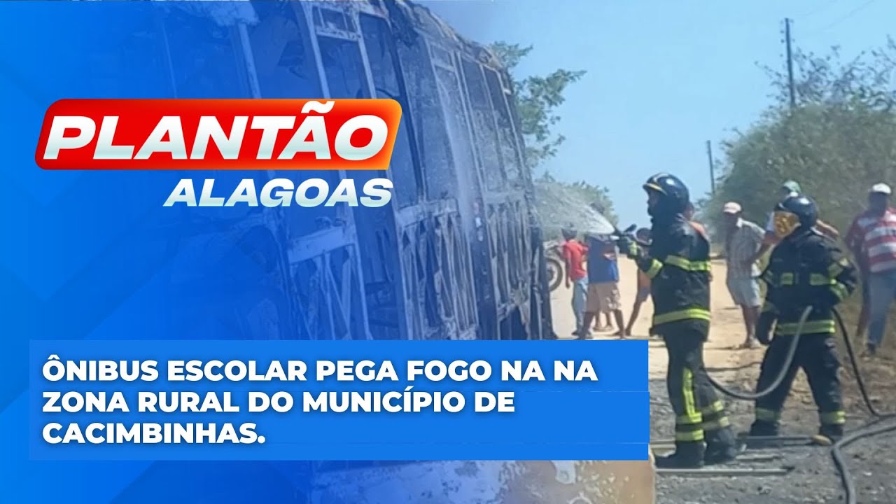 Ônibus escolar pega fogo na na zona rural do município de Cacimbinhas.