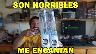 Son horribles, me encantan. Parlantes con aguas danzantes, audioritmicos