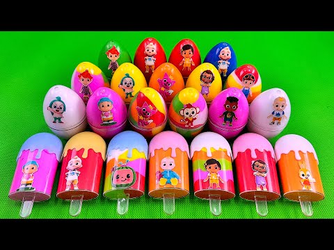 Finding Cocomelon in Eggs, Ice Cream with Rainbow SLIME Coloring! Satisfying ASMR Videos