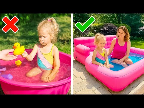 حيل عبقرية لحمام السباحة تستمتع بها العائلة! نصائح سهلة لصيف ممتع 🌈👨‍👩‍👧‍👦
