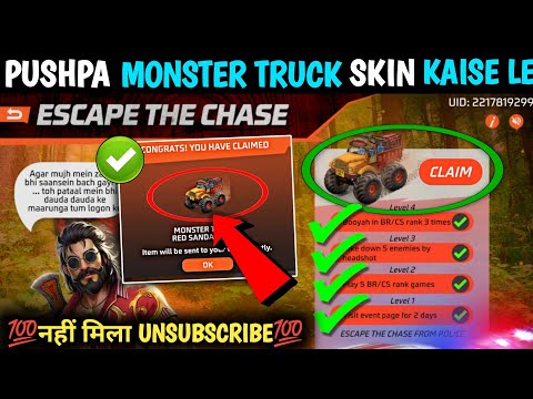 Pushpa Monster Truck Skin Kaise Milega Pushpa Monster Truck Skin nahin aaya Free Fire Pushpa 2 Event