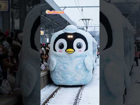 Penguin Themed Train. Would you like to ride? #train #travel #penguin   #funny #subway #trend #viral