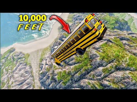 1960 TO 2024 VEHICLES 10000 FEET HEIGHT DROP TEST [BeamNG.Drive]