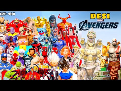 DESI Avengers and 3 Head Iron Man Attack on MECHAGODZILLA in GTA 5 | GTA V MODS #400