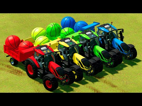 LOADER OF COLORS ! TRANSPORTING BALLS & GRASS LOADING with CAT LOADERS ! Farming Simulator 22