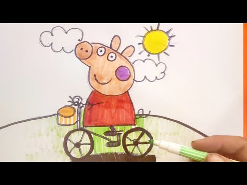 Peppa Pig Easy coloring pages for kids Easy drawing #colorsforkids