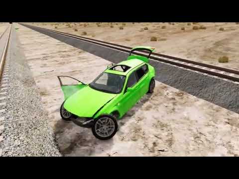 Heavy Duty Flatbed Rescue Transport Truck Stuck With Double Rails - Cars vs Rails - BeamNG.drive