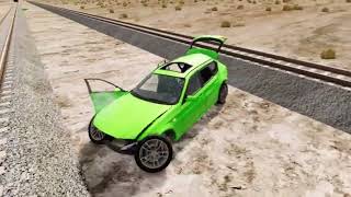 Heavy Duty Flatbed Rescue Transport Truck Stuck With Double Rails - Cars vs Rails - BeamNG.drive