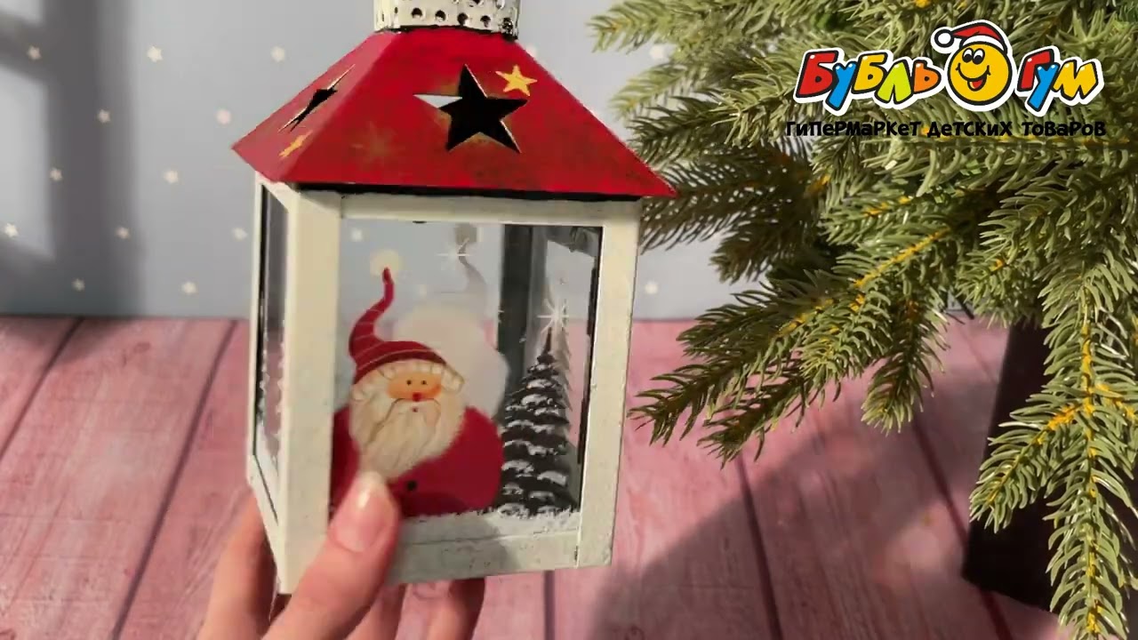 Декор фонарь ретро Домик с прозрачными стенами деревянный 18см в ассортименте - видео Декор фонарь ретро Домик с прозрачными стенами деревянный 18см в ассортименте - видео