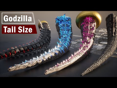 Godzilla Tail Size Comparison in 3D | Godzilla Tail Evolution from Smallest to Largest!