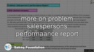 more on problem salespersons performaance report