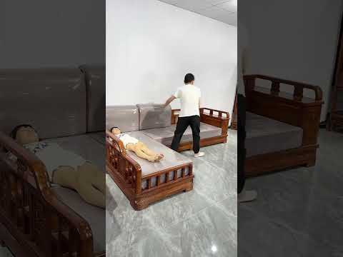 Sofa bed #Inheriting Chinese craftsmanship mortise and tenon structure #Northern elm,