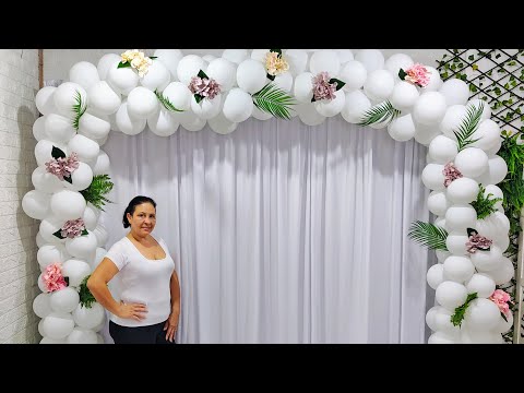 Decoração Fácil e Simples 🎈✨ Painel com Cortinas Balões e Flores em Minutos! Festas Aniversários