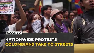 YouTube video thumbnail: Thousands Protest in Colombia Over President's Policies and Police Powers