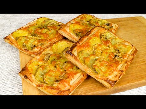 Очень вкусные слойки с картошкой и грибами. Простая слоеная выпечка