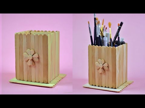 How to make an easy pencil case from ice cream sticks - DIY