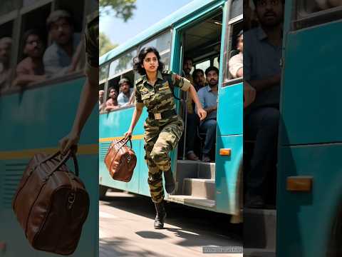 a indian woman soldiers saves a passenger bus from a bomb exploded  #ai #army #soldier