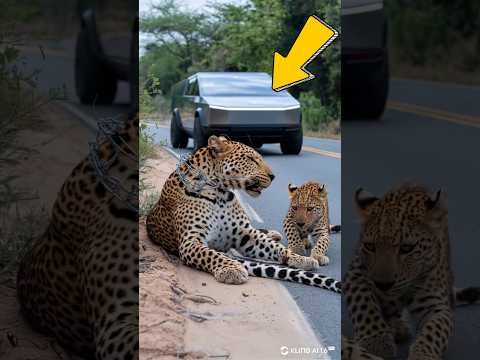 Man with Tesla saves injured leopard #animals #leopard