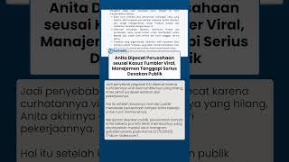 Anita Dipecat Perusahaan seusai Kasus Tumbler Viral, Manajemen Tanggapi Serius Desakan Publik