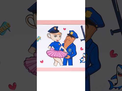 POLICE TUNG TUNG SAHUR Love BALLERINA CAPPUCCINA?! SUS MOD | Sticker Book DIY