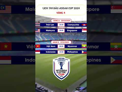 Lịch thi đấu Asean Cup 2024 VÒNG 4 / lượt trận cuối cùng vòng bảng