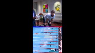 Leon Marchand’s biggest fan at Paris 2024? None other than Michael Phelps! 🏊