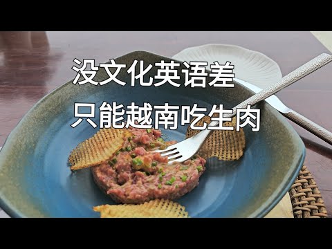 没文化，英语差，从飞机上就开始吃鸡肉，吃到越南想换口味，结果吃了一盘生牛肉。