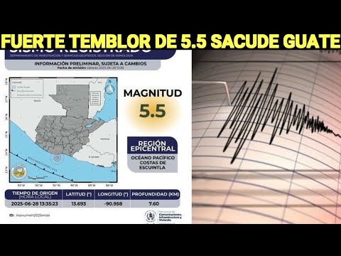 TEMBLOR DE 5.5 SACUDE GUATEMALA ESTE SÁBADO 28 DE JUNIO Y GENERA ALERTA EN VARIAS REGIONES GUATEMALA
