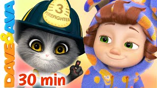 🧑‍🚒 Five Little Firemen and More Nursery Rhymes | This Little Piggy | Baby Songs | Dave and Ava 🧑‍🚒
