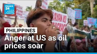 YouTube video thumbnail:  ‘US Imperialism’: Anger in Philippines as war With Iran Sends oil Prices Soaring