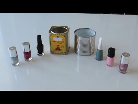 LOOK WHAT I DID WITH NAIL POLISH AND CANNED FOOD CANS