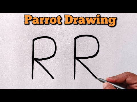 Parrot Drawing | How to draw parrot drawing from letter R | parrot drawing for beginners