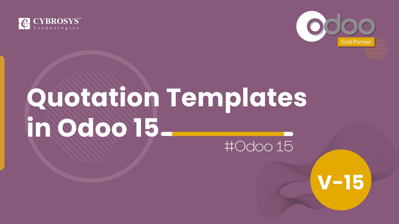 How to make Quotation Templates in Odoo 15 | Odoo 15 Sales | Odoo 15 Enterprise Edition | 10/13/2021

This video describes 'How to configure Quotation templates in Odoo15'. At times, there can be a situation of selling a unique set of ...